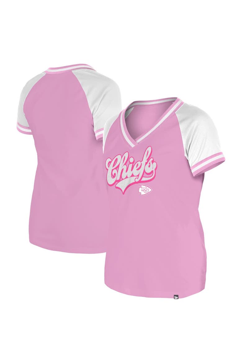 Women's New Era Pink Kansas City Chiefs Mommy & Me V-Neck T-Shirt, Main, color, Pink
