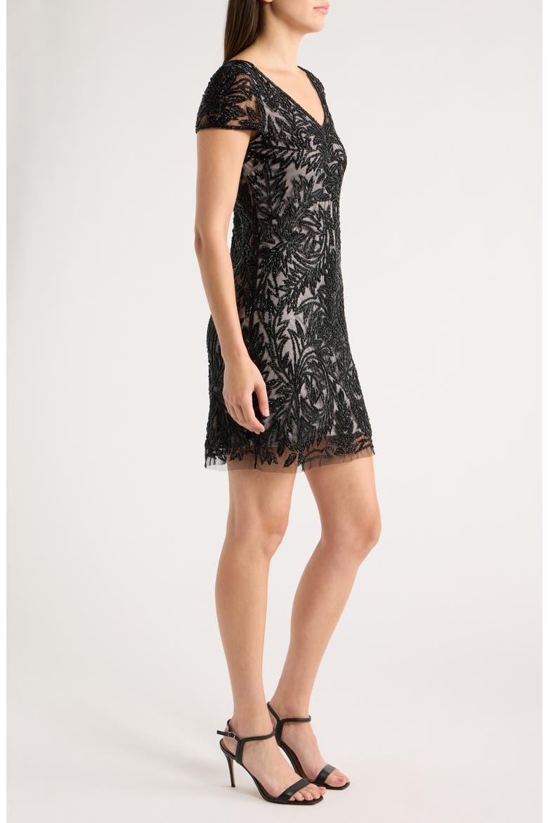 Beaded A-Line Minidress, Alternate, color, BLACK 001