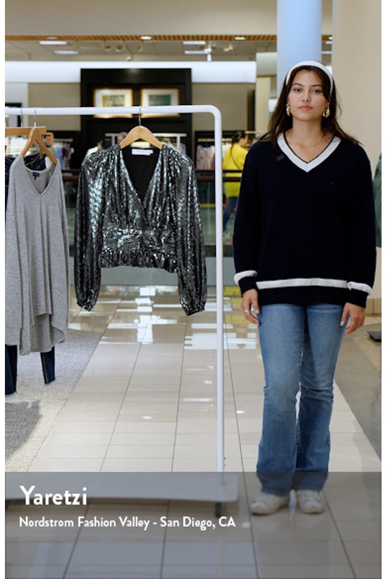 Metallic Sequin Long Sleeve Peplum Top video