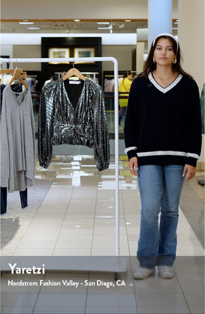 Metallic Sequin Long Sleeve Peplum Top, sales video thumbnail