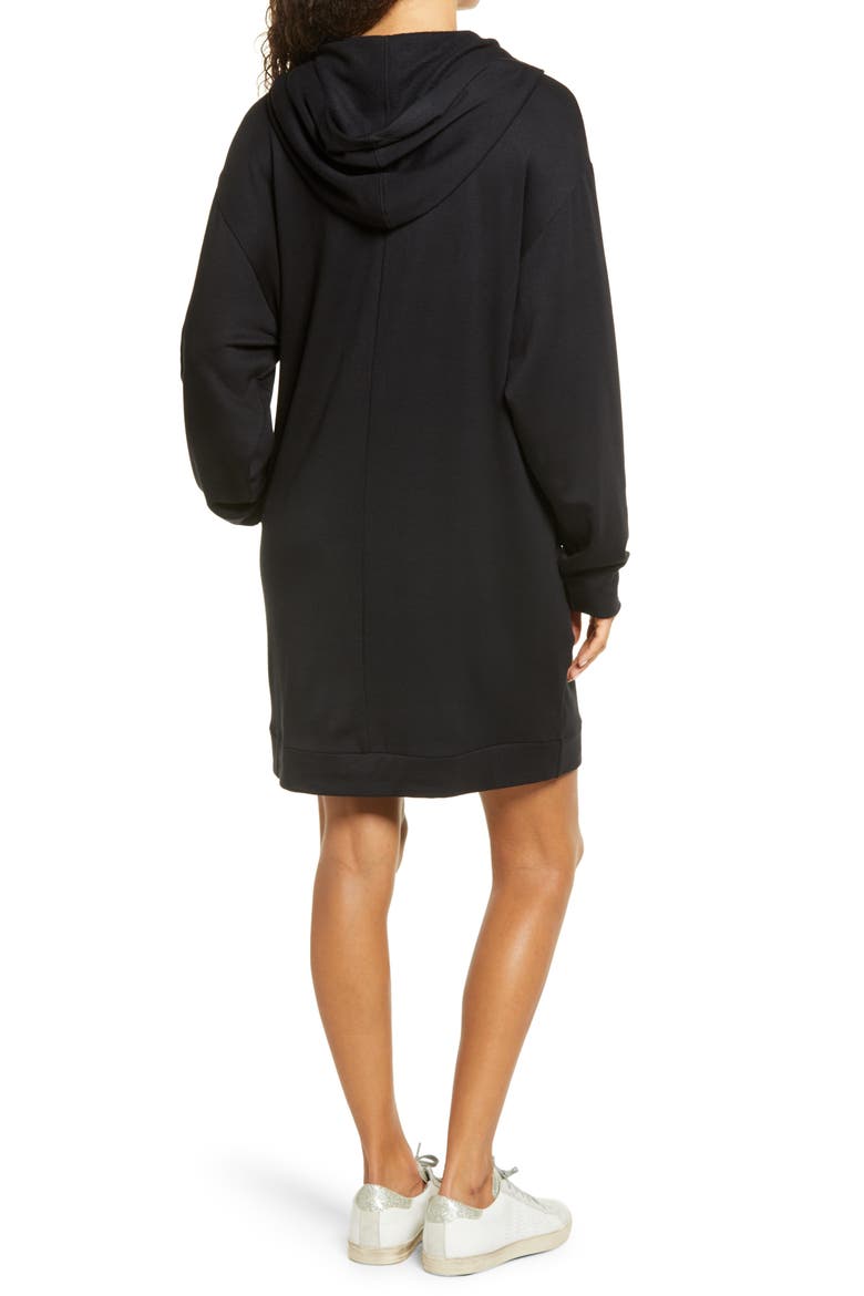 Long Sleeve Hoodie Dress, Alternate, color, BLACK