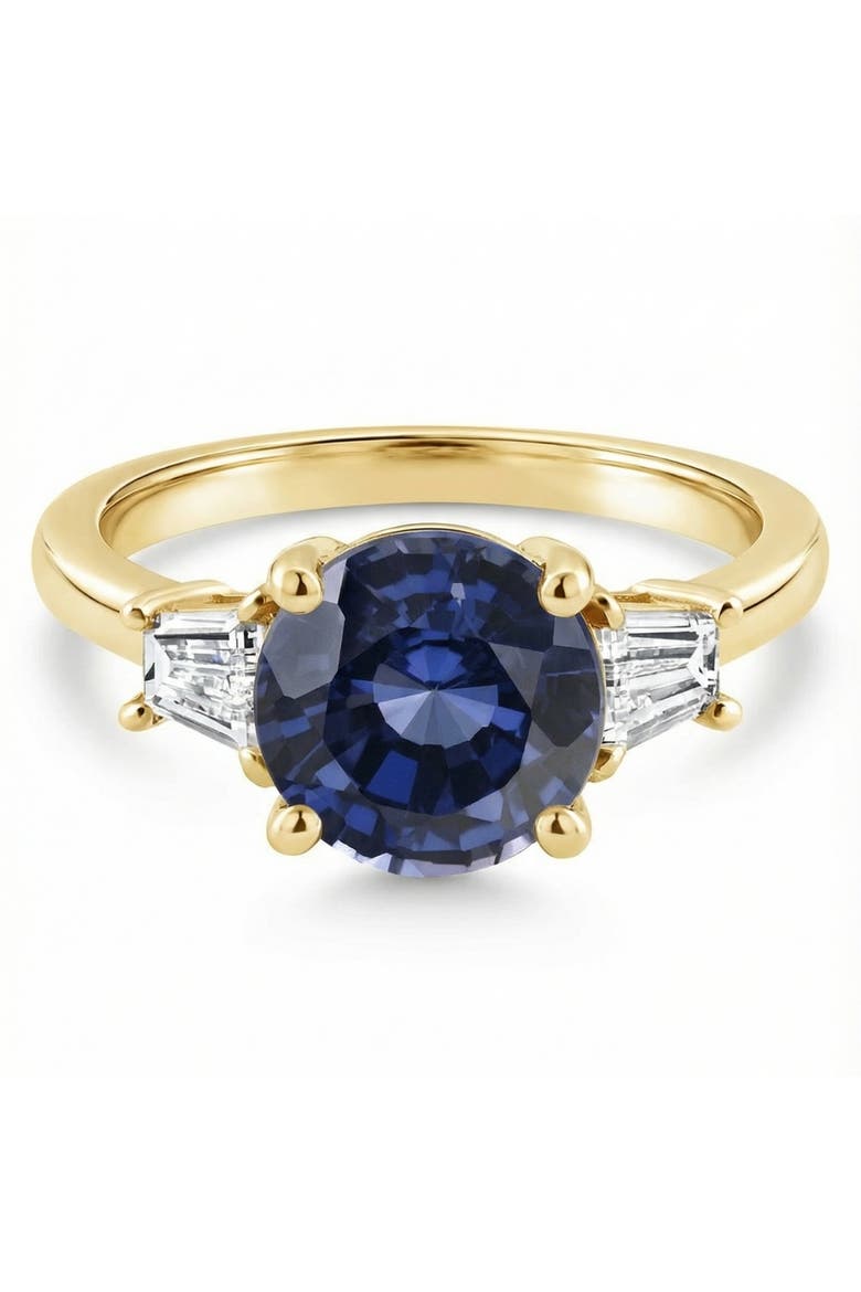 4 3/4Ct Blue Sapphire & Diamond Engagement Anniversary Ring Gold Lab Grown, Main, color, 10k Yellow Gold