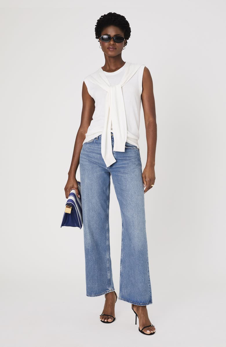 French Connection Scarf Accent Sleeveless Sweater, Alternate, color, Porcelain Cream