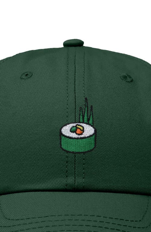 Dalix Sushi Roll Embroidered Dad Hat In Dark Green