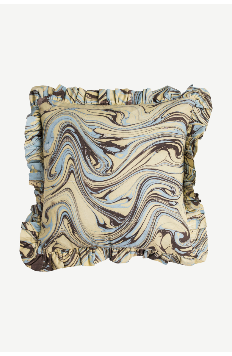 Inner Child Kyoto Hand-Marbled Ruffled Square Pillow - Cover + Insert, Main, color, Multicolor