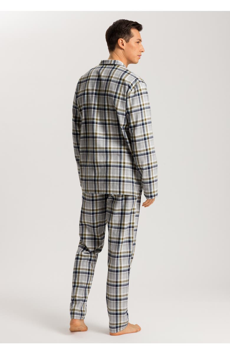 Hanro Cozy Comfort Cotton Flannel Button Front Pajama Set, Alternate, color, Wintry Check