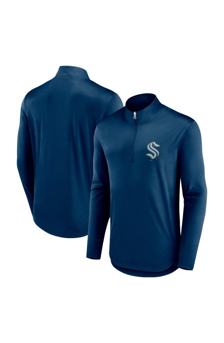 FANATICS Men's Fanatics Branded Deep Sea Blue Seattle Kraken Mock Neck Quarter-Zip Top, Main, color, Navy