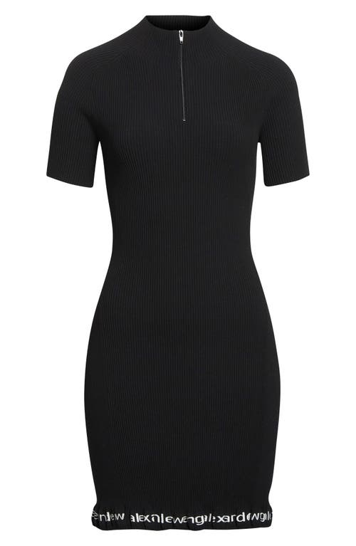 Alexander Wang Ribbed Short-sleeve Fitted Dress Clothing In Black