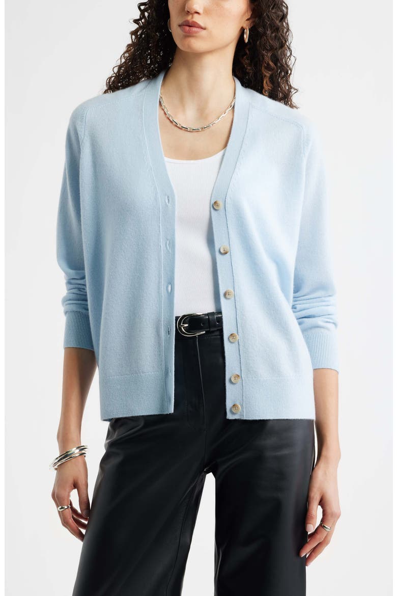 Cashmere V-Neck Cardigan, Main, color, BLUE SUBDUED