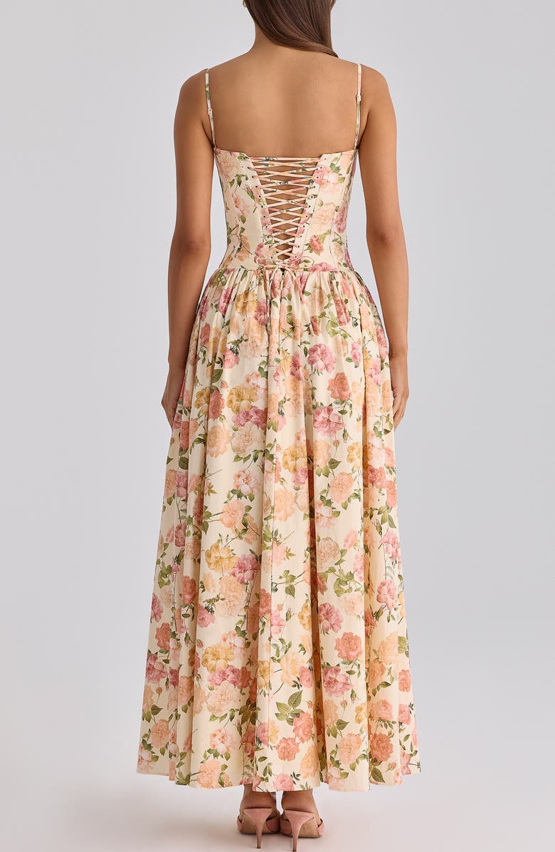 HOUSE OF CB Rona Floral Stretch Cotton Maxi Sundress, Alternate, color, Warm Rose Print