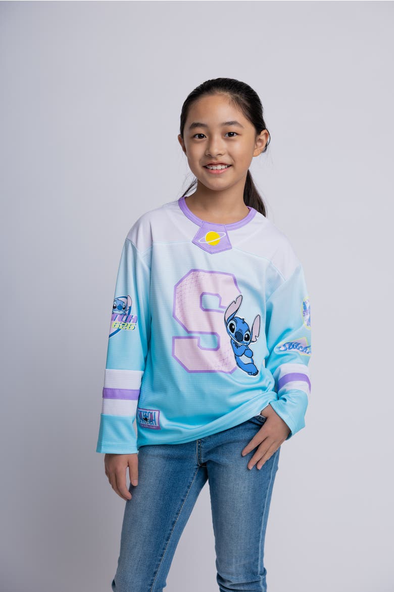 Lilo & Stitch Athletic Hockey Jersey, Alternate, color, Sky Blue White Stitch