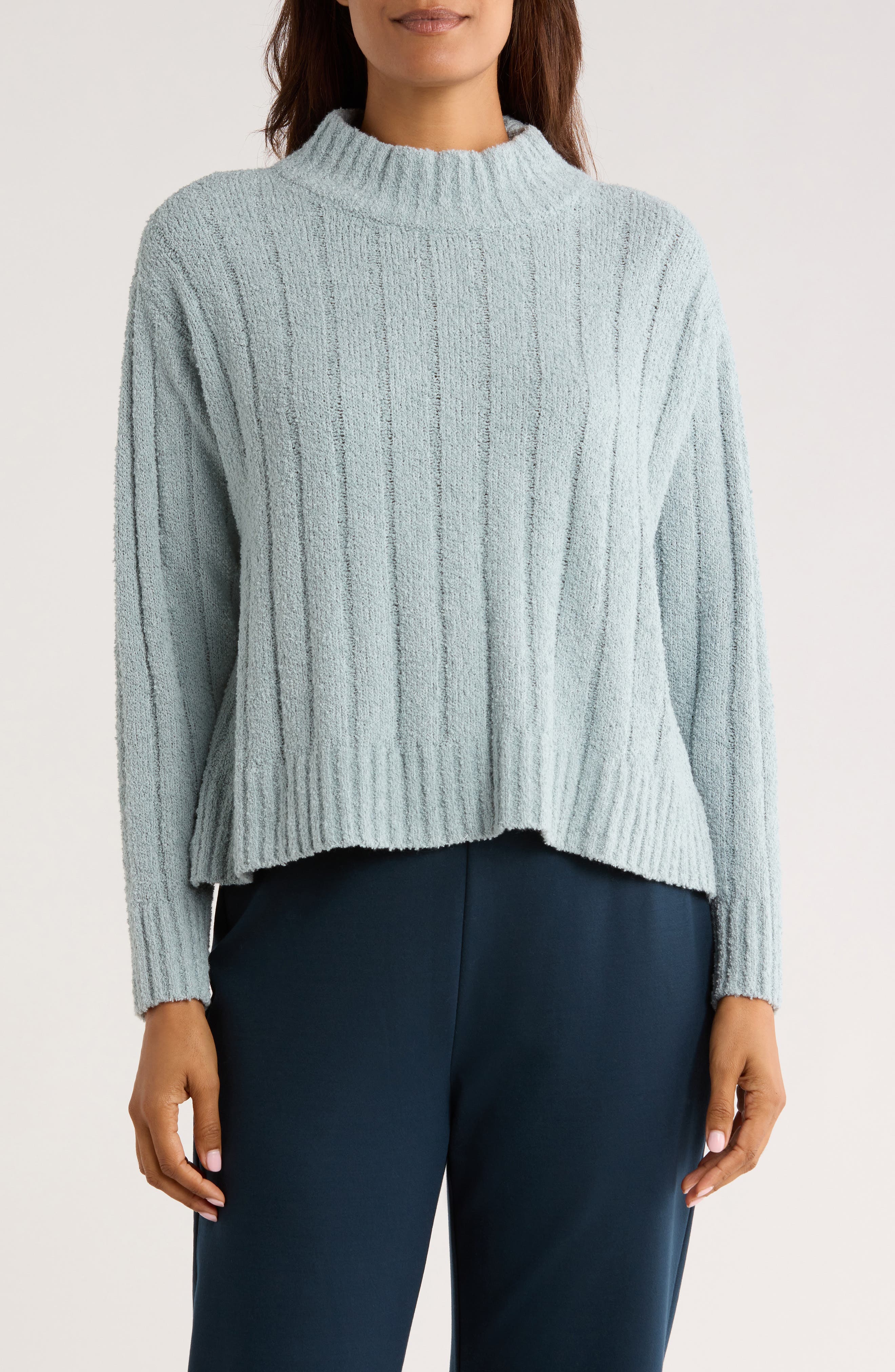 Eileen Fisher Mock Neck Ribbed Sweater