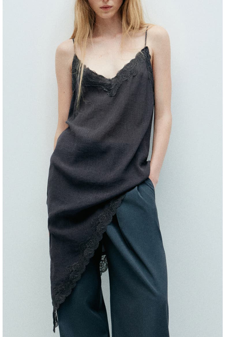 Asymmetrical Lace Camisole, Main, color, CHARCOAL