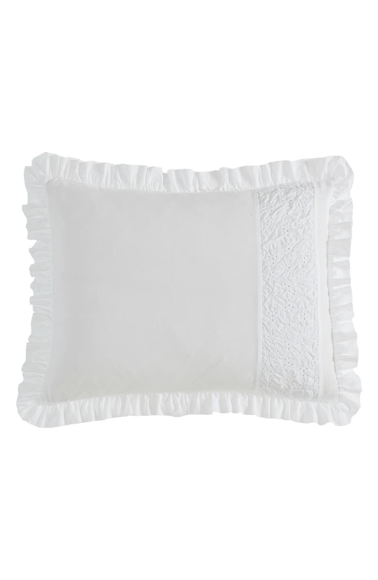 Laura Ashley Eyelet Ruffle Microfiber Comforter & Sham 3-Piece Set, Alternate, color, White