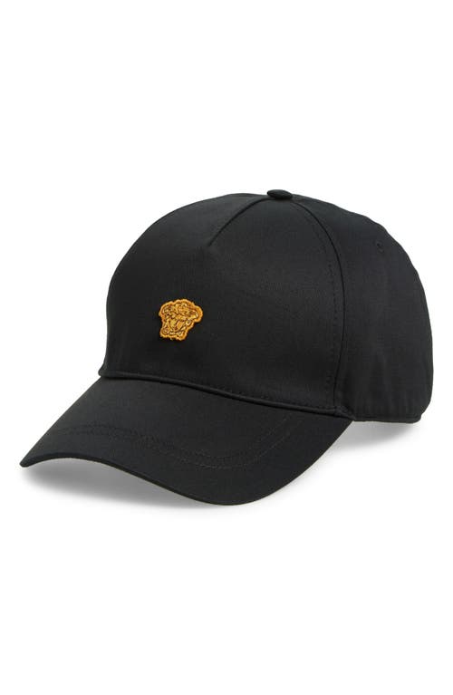 Versace Medusa Embroidered Cotton Drill Adjustable Baseball Cap In Black