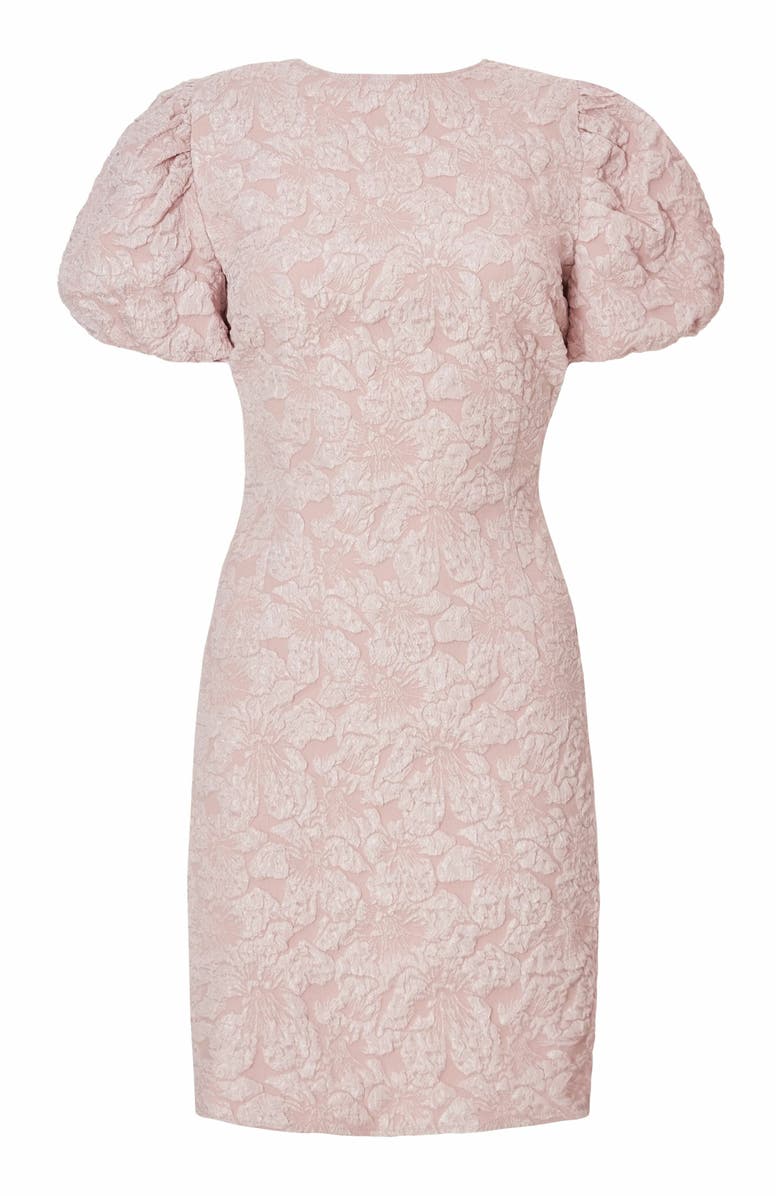 QUIZ Jacquard Puff Sleeve Mini Dress, Alternate, color, 