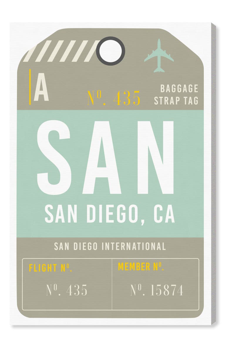 Oliver Gal San Diego Luggage Tag Wall Art, Main, color, 