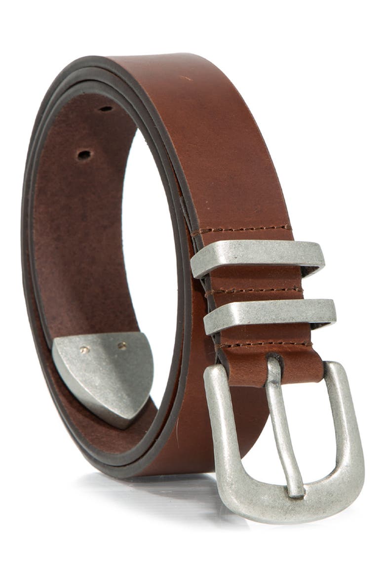 Leather Belt, Main, color, COGNAC