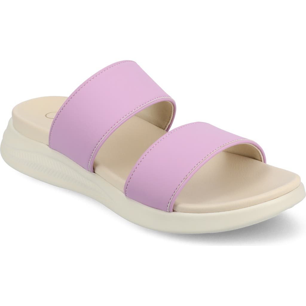 Journee Collection Women's Janis Double Band Comfort Wedge Sandals In Lilac