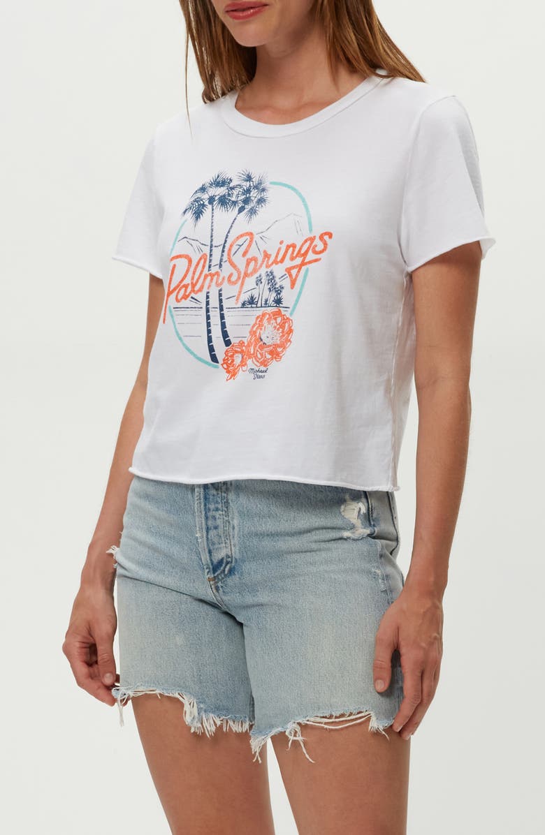 Michael Stars Palm Springs Cotton Crop Graphic T-Shirt, Alternate, color, White