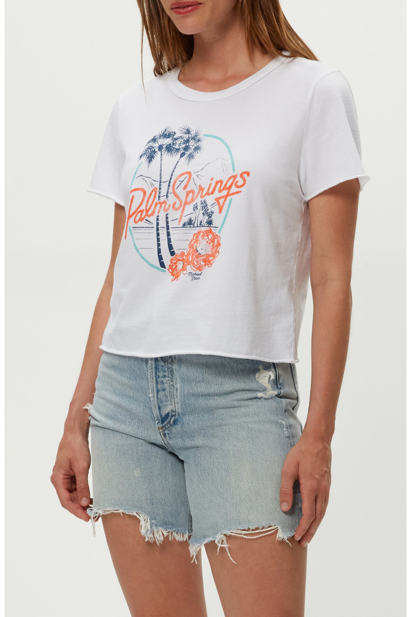 Graphics Color Check Palm Springs Cotton Crop Graphic T-Shirt (Women) | Nordstrom