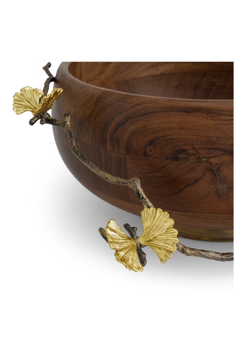 Butterfly Ginkgo Wood Salad Bowl, Alternate, color, BROWN