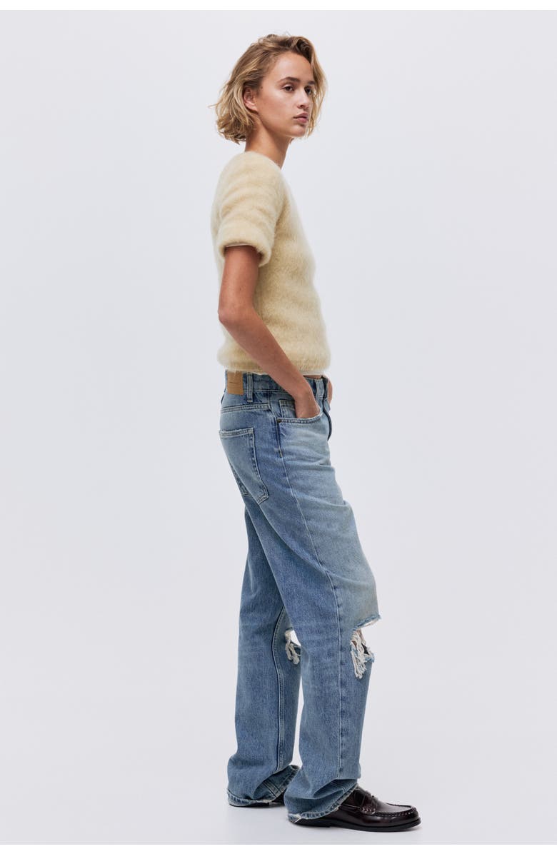 H&M Straight high jeans, Alternate, color, Dark Denim Blue