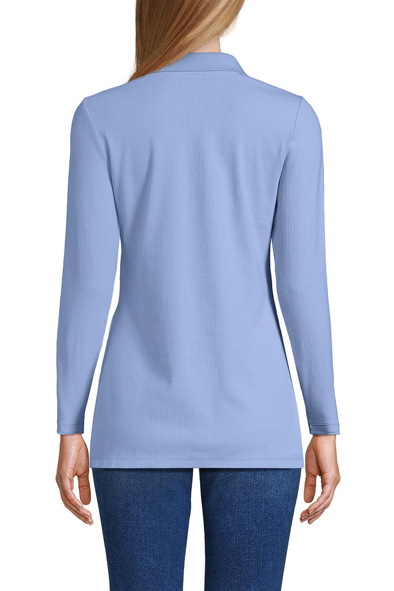 Long Sleeve Polished Rib Button Through Tunic Shirt, Alternate, color, Light Sea Blue