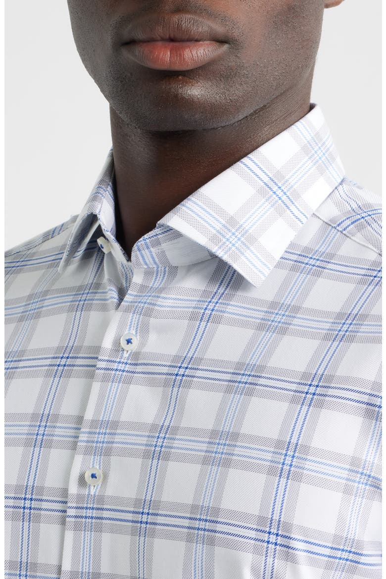 Modern Fit Plaid Non-Iron Cotton Dress Shirt, Alternate, color, BLUE