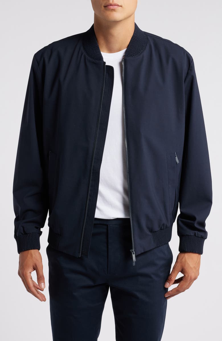 BOSS Hanry Stretch Virgin Wool Blend Jacket, Main, color, Dk Bu