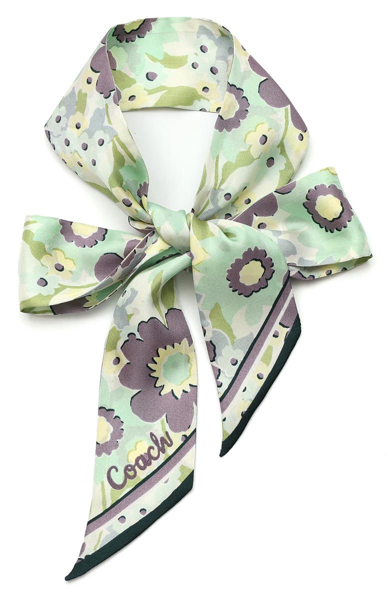 COACH Laurel Floral Skinny Silk Scarf, Main, color, 