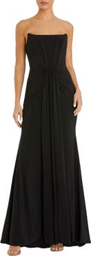 Mac Duggal Strapless Sweetheart Jersey Gown With Waist Detail
