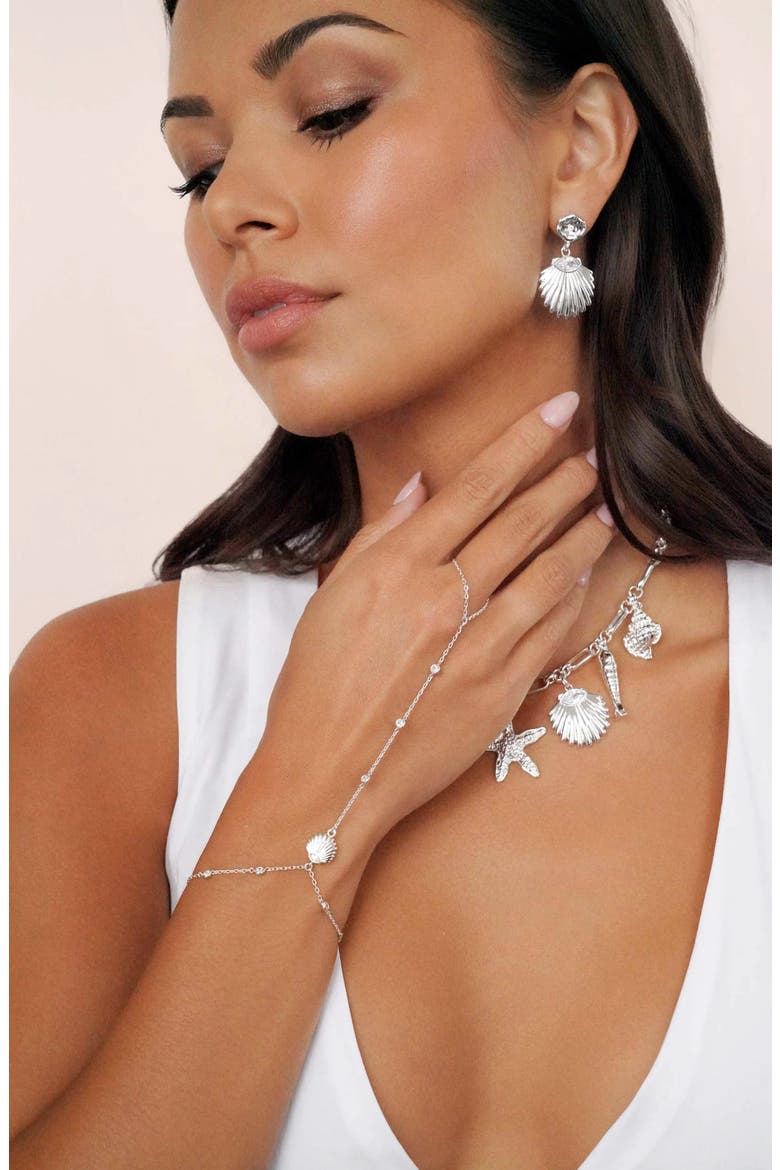 Santorini Shell Hand Chain, Alternate, color, SILVER