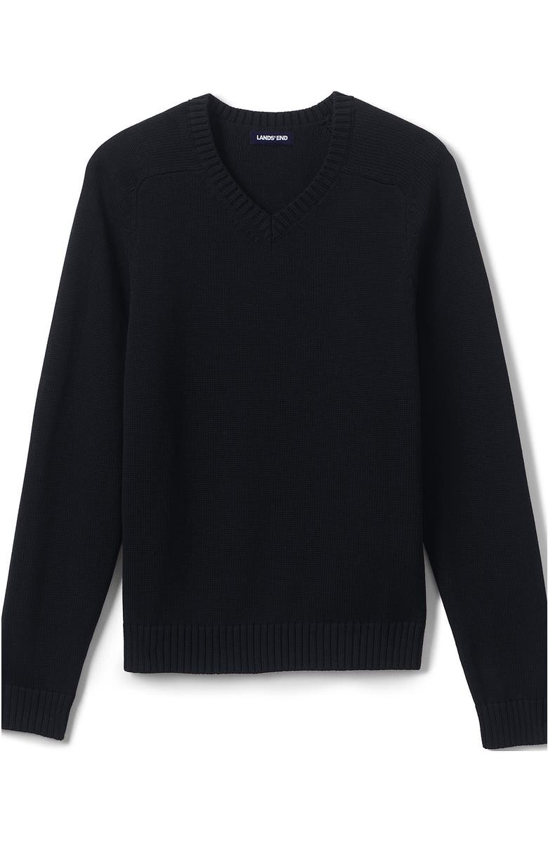 Lands' End School Uniform Young  Cotton Modal V-neck Sweater, Alternate, color, Black