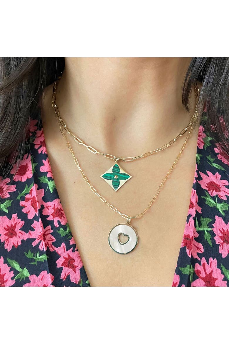 Mother of Pearl Donut Heart Charm, Alternate, color, Mother of Pearl