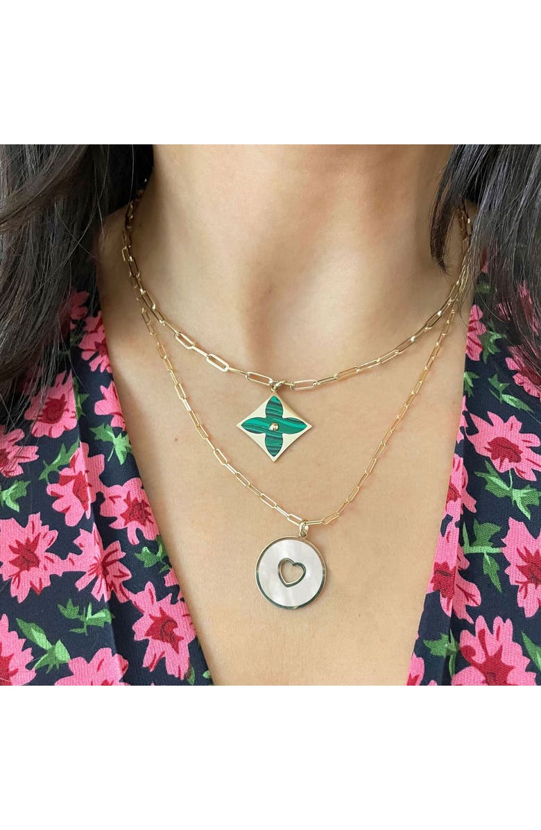 The Lovery Fine Jewelry Mother of Pearl Donut Heart Charm, Alternate, color, Mother Of Pearl