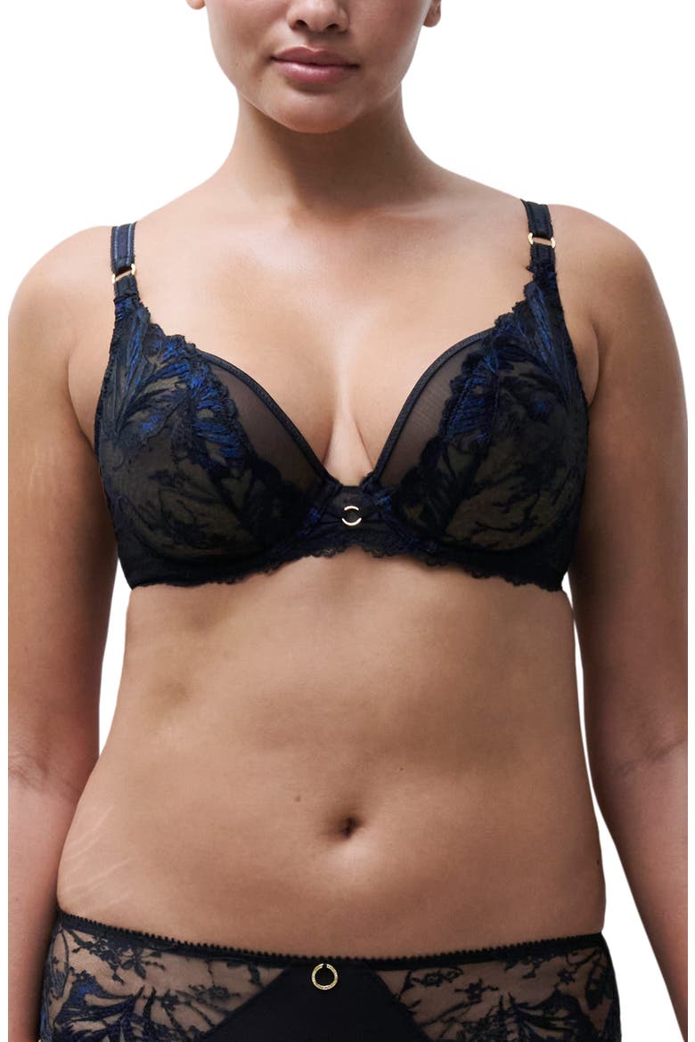 Illusion Underwire Bra, Main, color, TWILIGHT BLACK