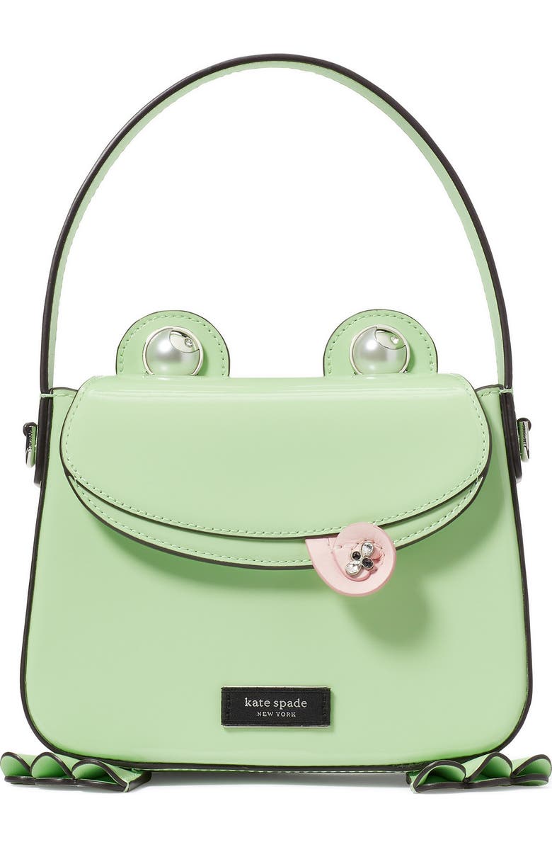 Kate Spade New York lily patent leather frog handbag, Main, color,