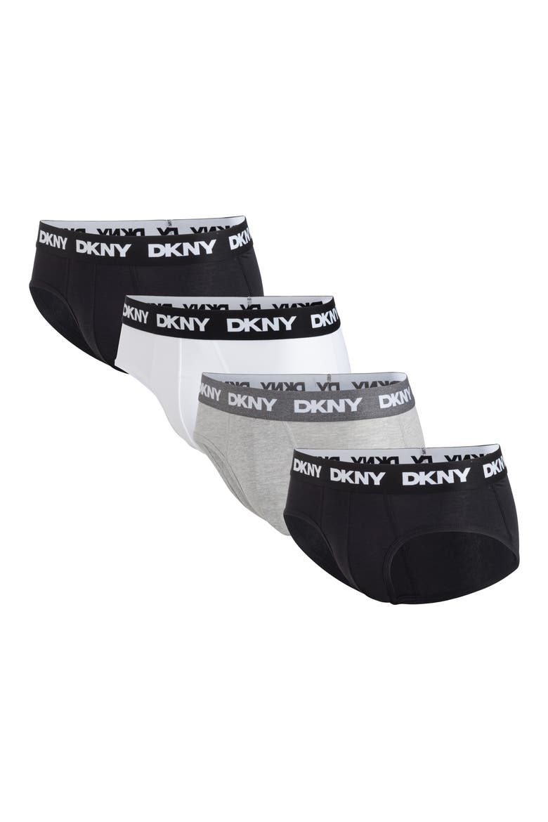 Cotton Stretch Pack of 4 Briefs, Main, color, BLACK/ WHITE/ GREY/ BLACK