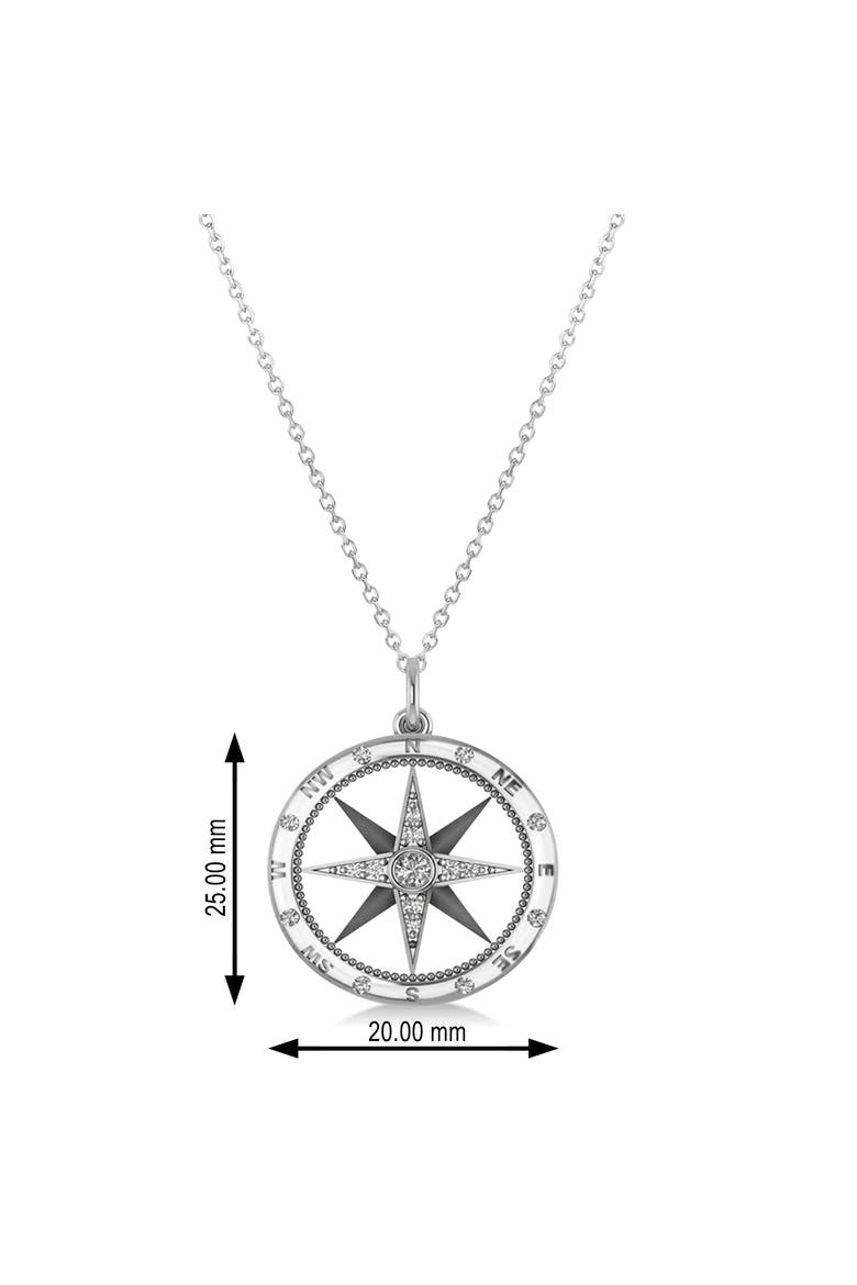 Compass Necklace Pendant Diamond Accented 14k, Alternate, color, Diamond, White Gold