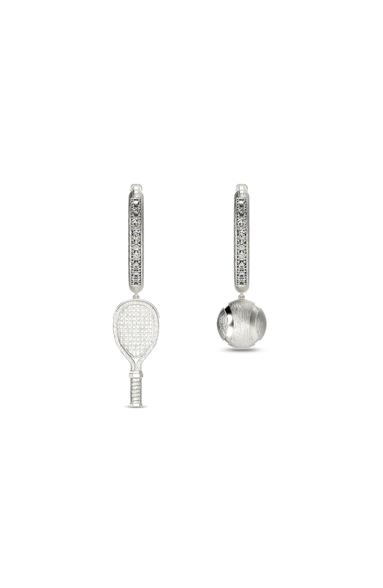 PASCAL The Tennis Hoop Earrings, White Diamond, Main, color, Silver / White Diamond