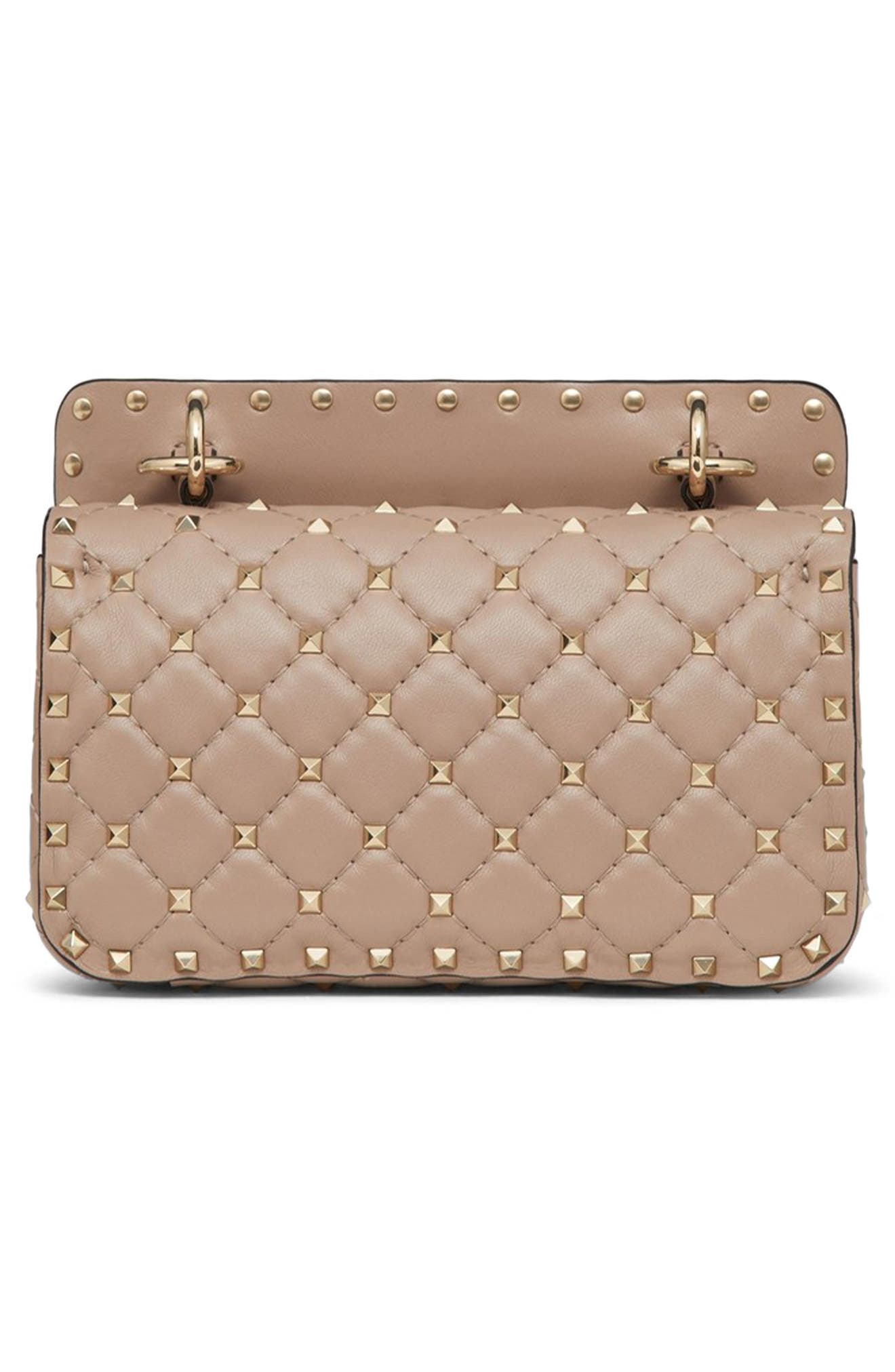 Valentino Garavani Small Rockstud Leather Shoulder Bag, Alternate, color, Poudre