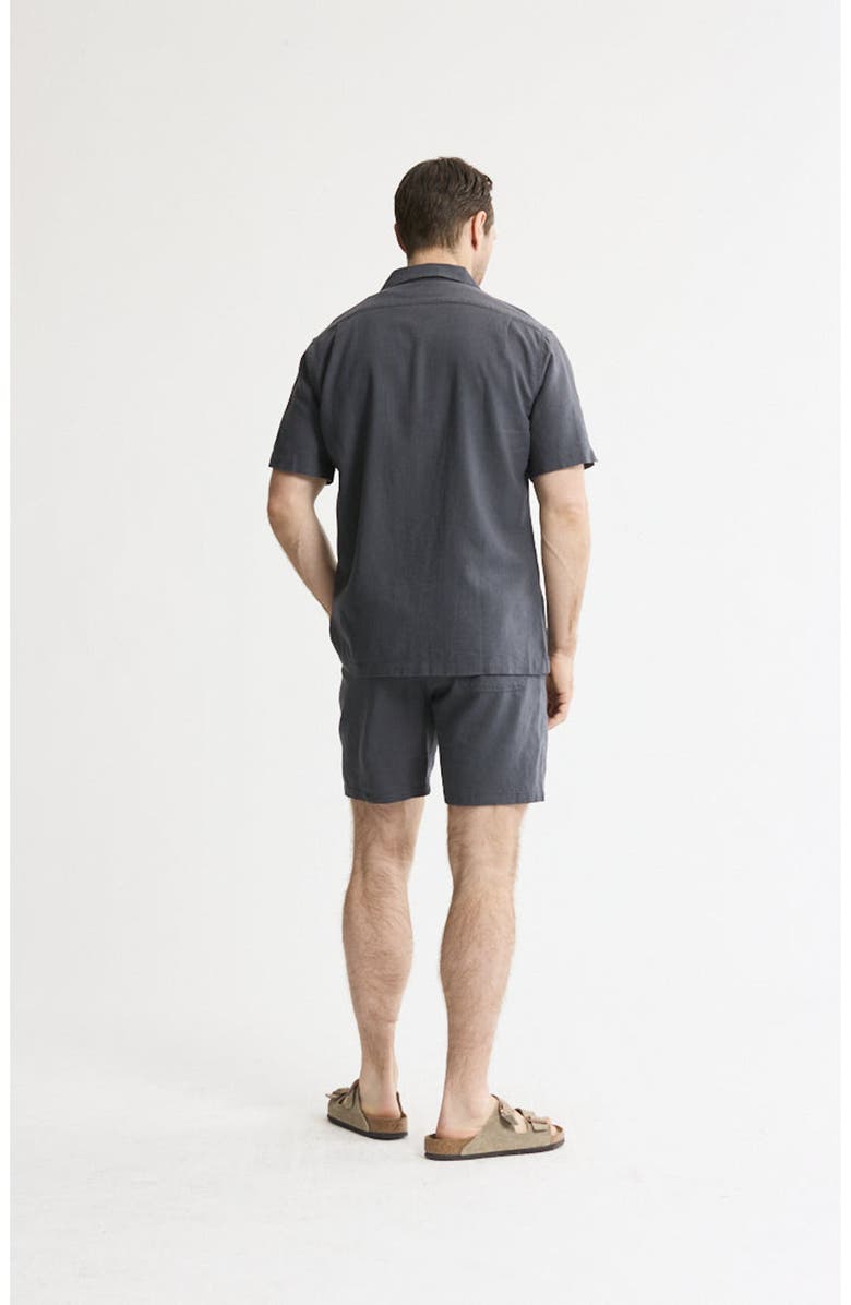 JACHS Linen Blend Short Sleeve Camp Shirt, Alternate, color, Asphalt