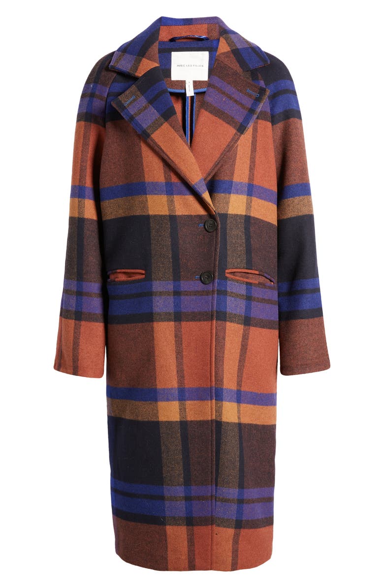 Avec Les Filles Walker Relaxed Fit Plaid Coat, Alternate, color,