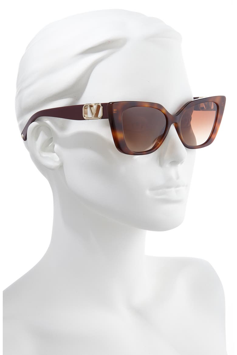 VLOGO 56mm Gradient Cat Eye Sunglasses, Alternate, color, BROWN HAVANA/ BROWN GRAD
