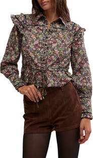 Free People Daybreak Floral Print Long Sleeve Shirt