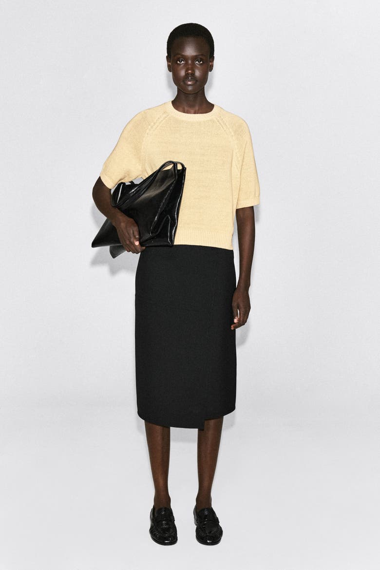 Shrunken Knitted Linen T-Shirt, Alternate, color, YELLOW