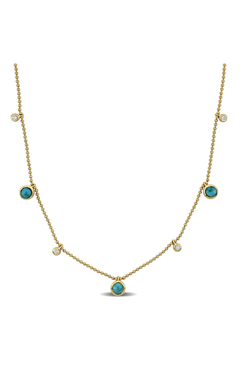 Julianna B. Turquoise & Created White Sapphire Station Necklace, Main, color, Turquoise