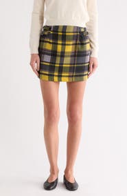 matty m. Buckle Plaid A-Line Miniskirt