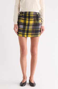 matty m. Buckle Plaid A-Line Miniskirt